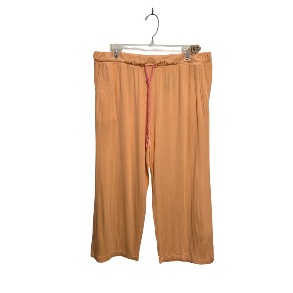 Joyspun Womens Peach Lounge Pants Size L 12-14 Cropped Wide Leg Drawstring